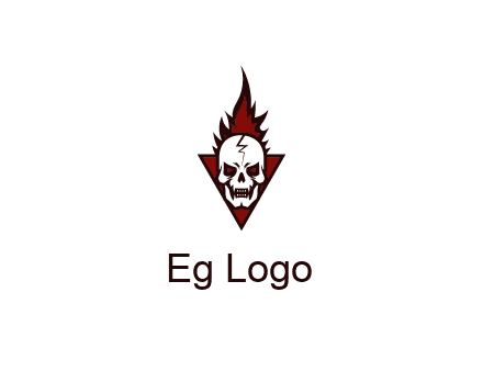 triangle behind skull on flame