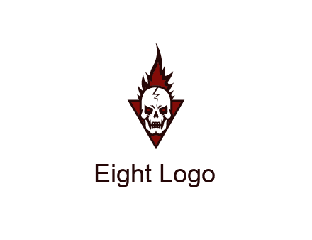triangle behind skull on flame