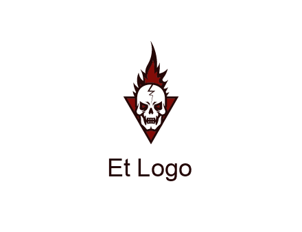 triangle behind skull on flame