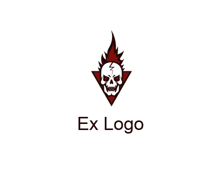 triangle behind skull on flame
