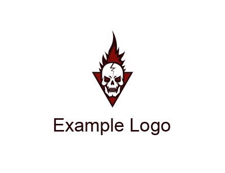 triangle behind skull on flame