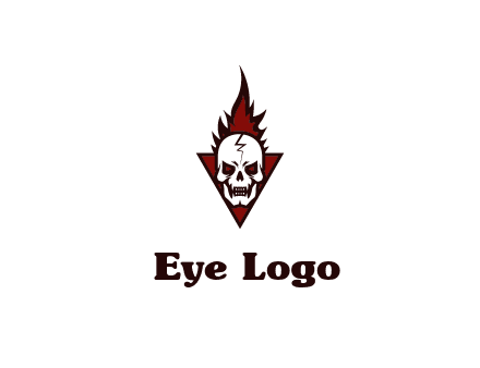 triangle behind skull on flame