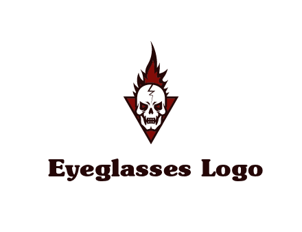 triangle behind skull on flame