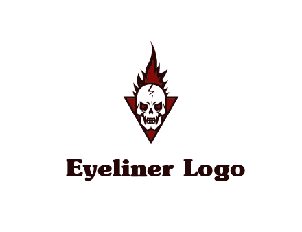 triangle behind skull on flame