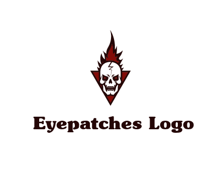 triangle behind skull on flame