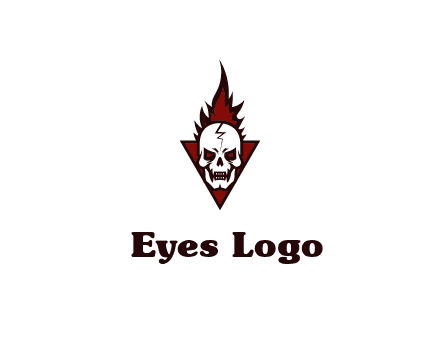 triangle behind skull on flame