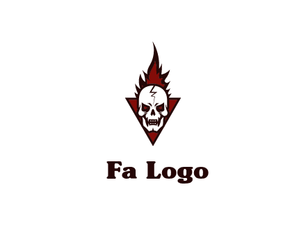 triangle behind skull on flame