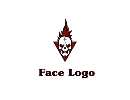 triangle behind skull on flame