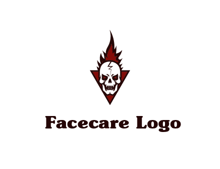 triangle behind skull on flame