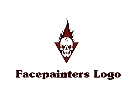 triangle behind skull on flame