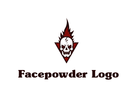 triangle behind skull on flame