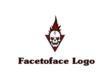triangle behind skull on flame