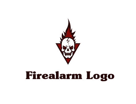 triangle behind skull on flame