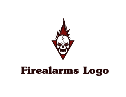 triangle behind skull on flame