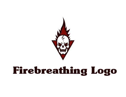 triangle behind skull on flame