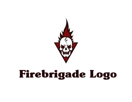 triangle behind skull on flame