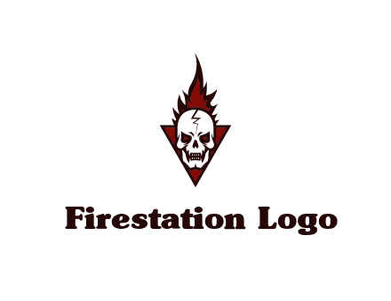 triangle behind skull on flame