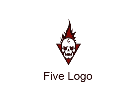 triangle behind skull on flame
