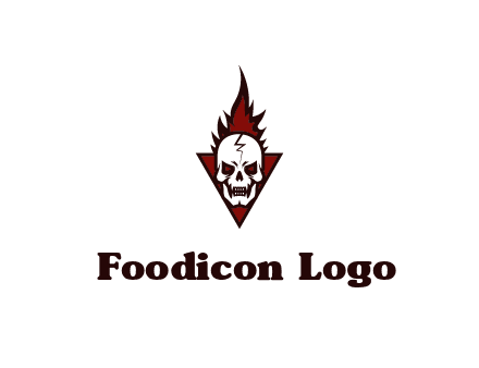 triangle behind skull on flame