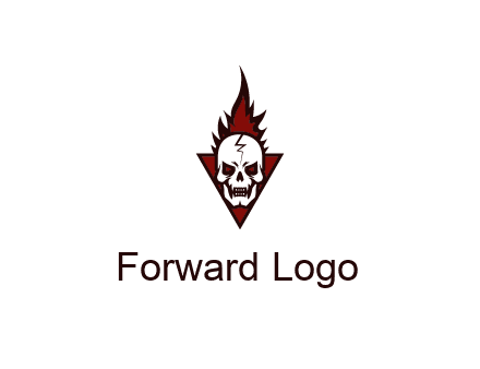 triangle behind skull on flame