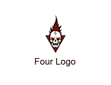 triangle behind skull on flame