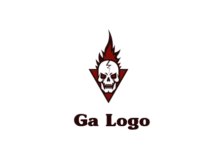 triangle behind skull on flame