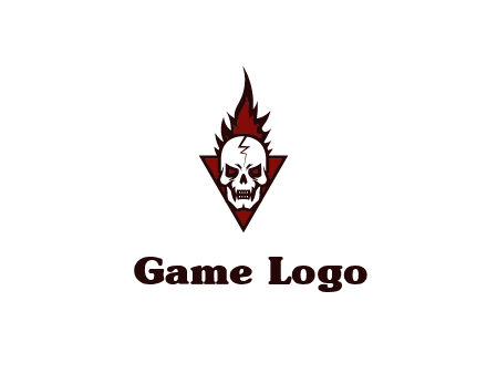 triangle behind skull on flame