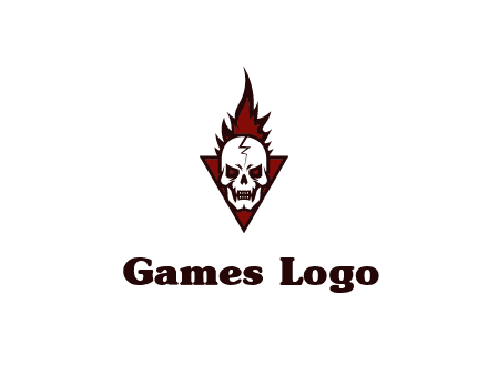 triangle behind skull on flame