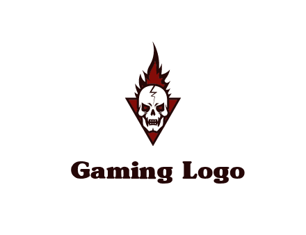 triangle behind skull on flame