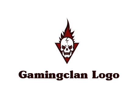 triangle behind skull on flame
