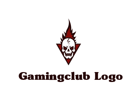 triangle behind skull on flame