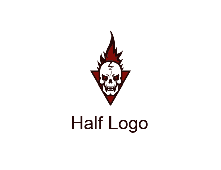 triangle behind skull on flame