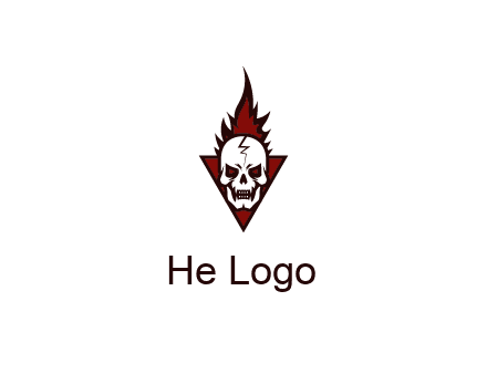 triangle behind skull on flame