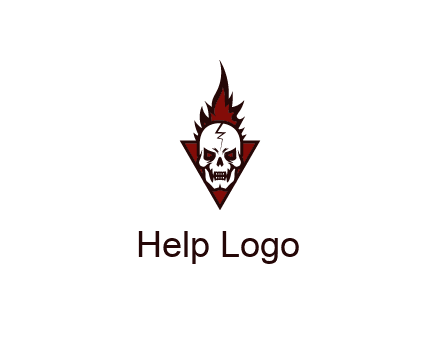 triangle behind skull on flame