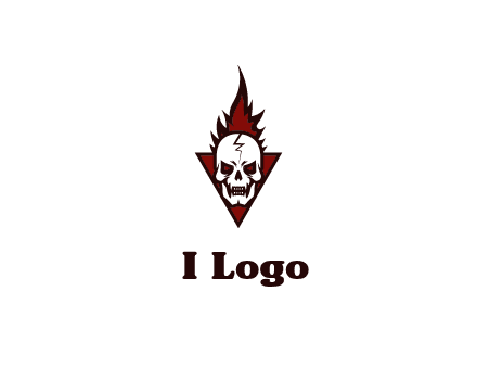 triangle behind skull on flame
