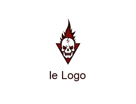 triangle behind skull on flame