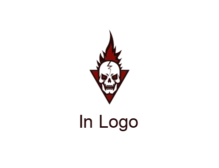 triangle behind skull on flame