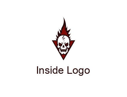 triangle behind skull on flame