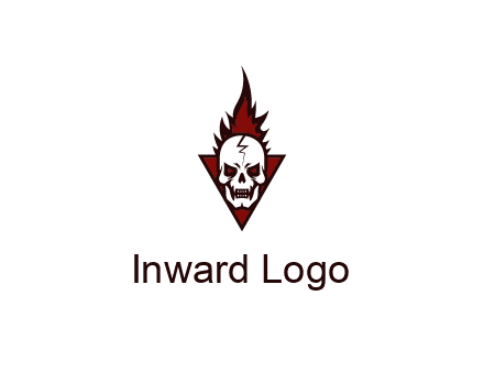triangle behind skull on flame