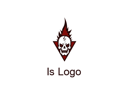 triangle behind skull on flame