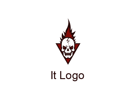 triangle behind skull on flame