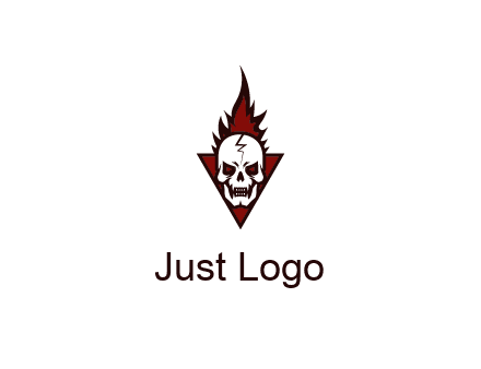 triangle behind skull on flame