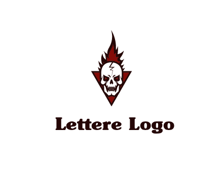 triangle behind skull on flame