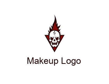 triangle behind skull on flame