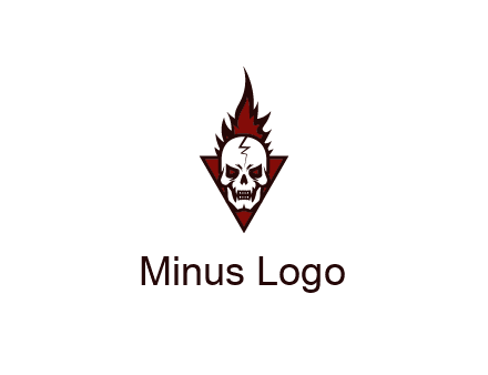 triangle behind skull on flame