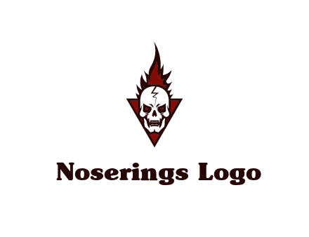 triangle behind skull on flame