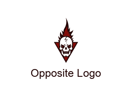 triangle behind skull on flame
