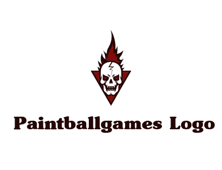triangle behind skull on flame