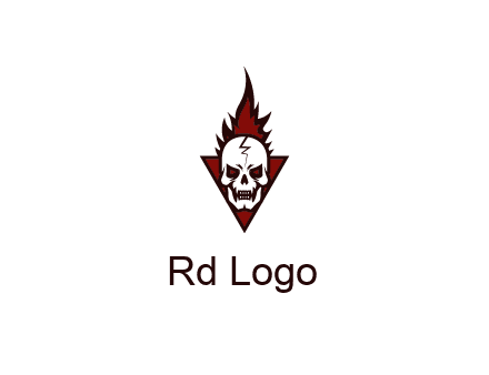 triangle behind skull on flame