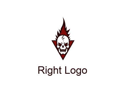 triangle behind skull on flame